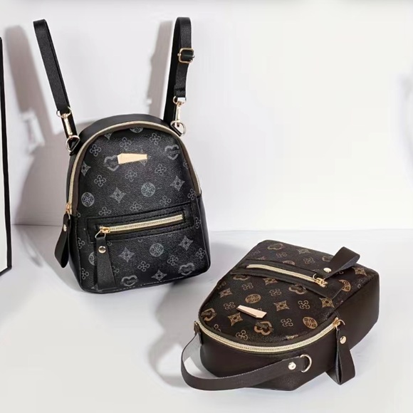 Mini Printed Backpack For Women,Casual Zipper Shoulder Bag - Picture 2 of 5